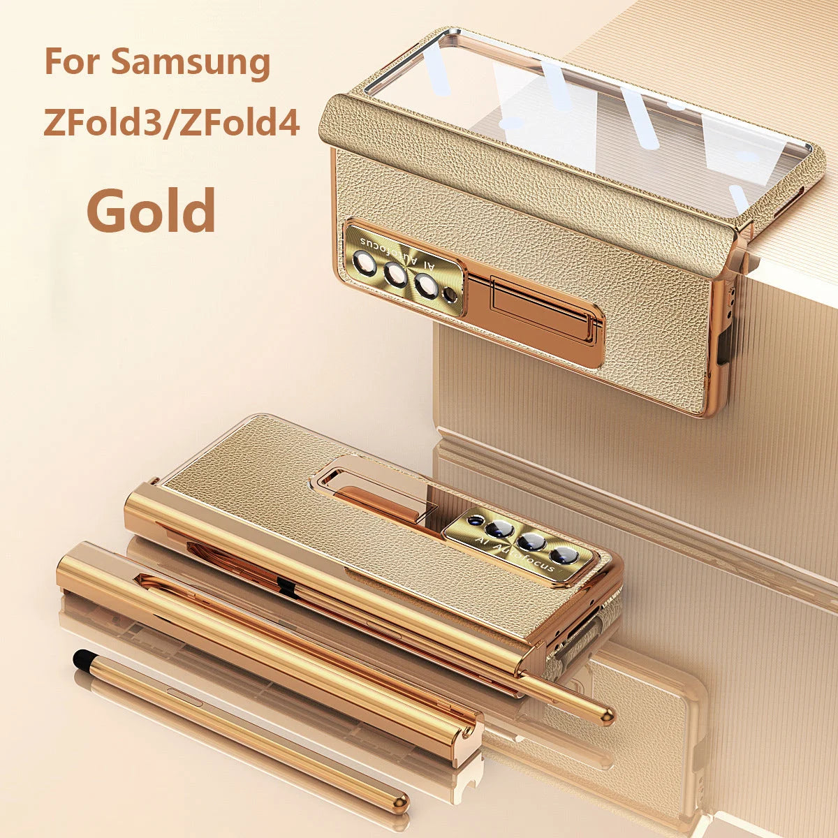 Applicable To Samsung Zfold3/Zfold4 Magnetic Hinge Leather Phone case